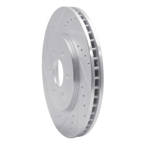 Nissan Pathfinder Brake Rotor (1) - Front Left - R1 Concepts - Drilled & Slotted - Silver - `08-`11